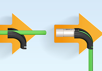 Post-fitting angling of cable connectors 